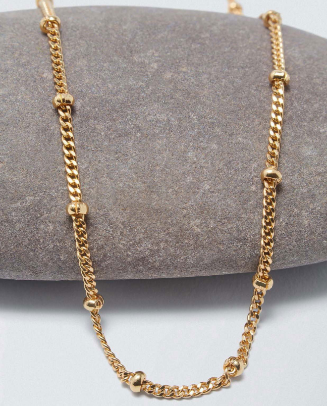 Chaîne plaquée or avec détails en perles Or