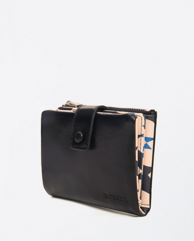 Portefeuille moyen avec porte-cartes et porte-monn Noir
