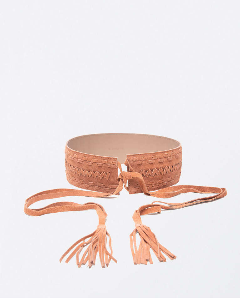 Braided leather sash belt Tile
