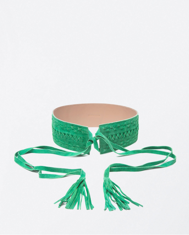 Cinturón faja de cuero trenzado Verde