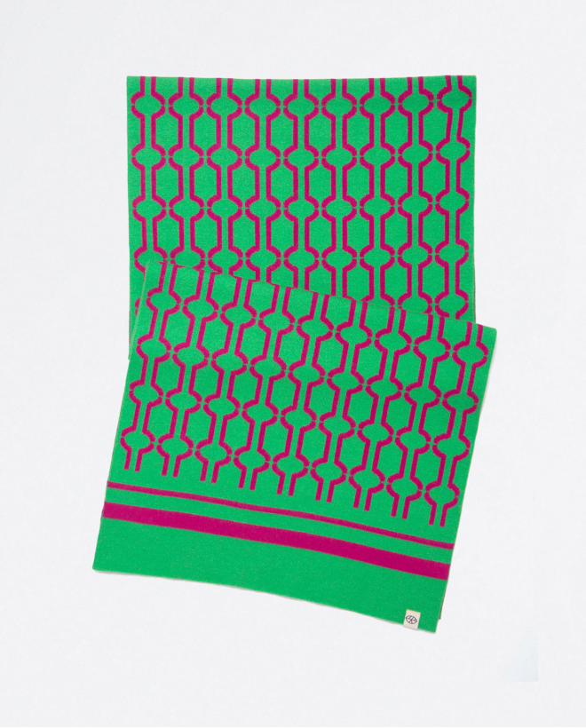 Écharpe tricotée à motifs géométriques Vert