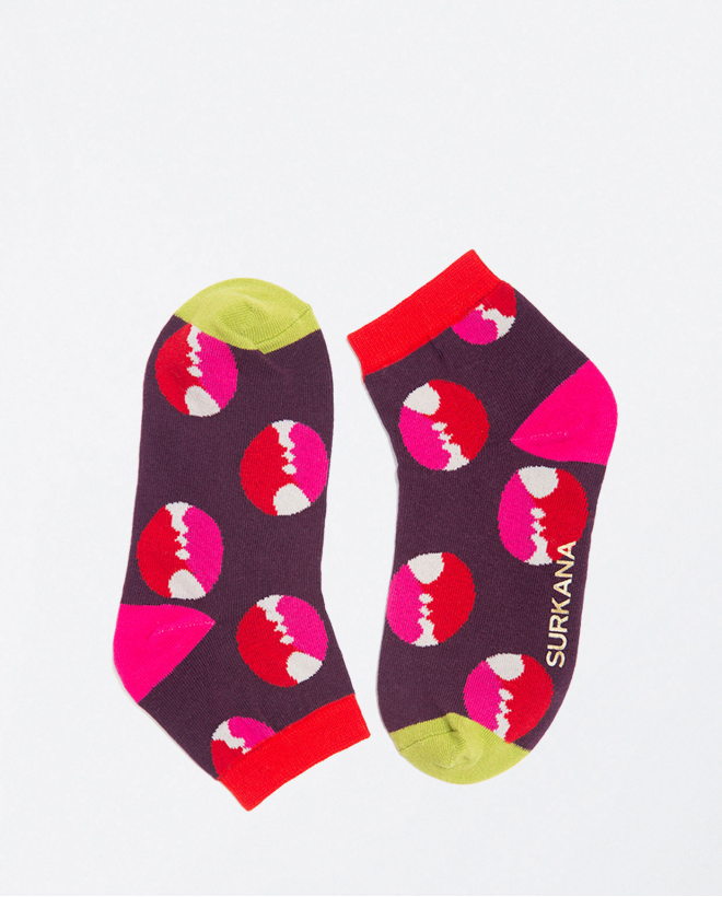 Printed knitted ankle socks Red