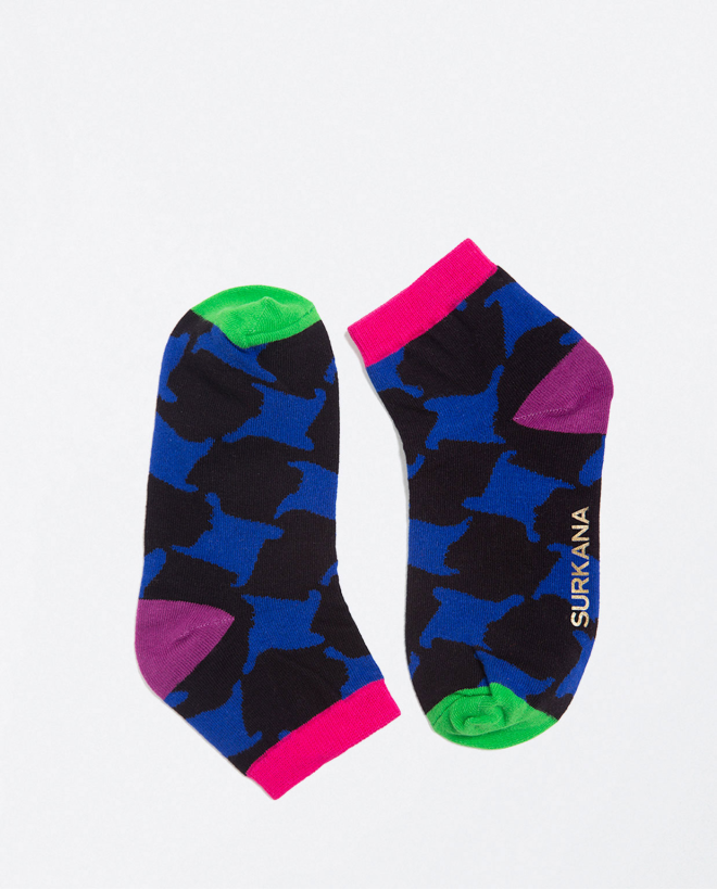 Printed knitted ankle socks Blue