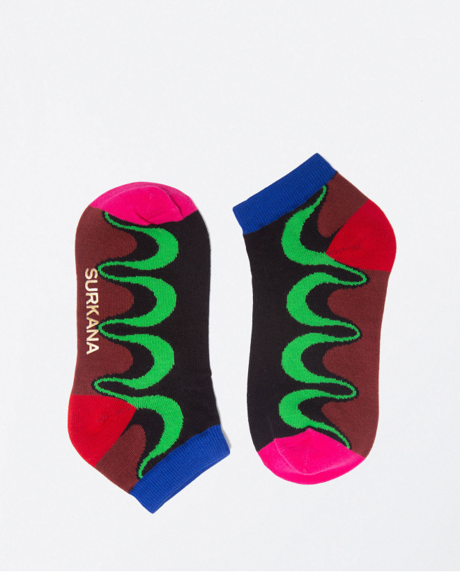 Printed knitted ankle socks Green