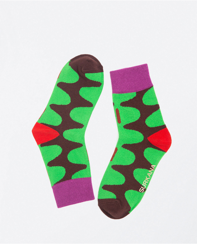 Printed knitted short sock Green