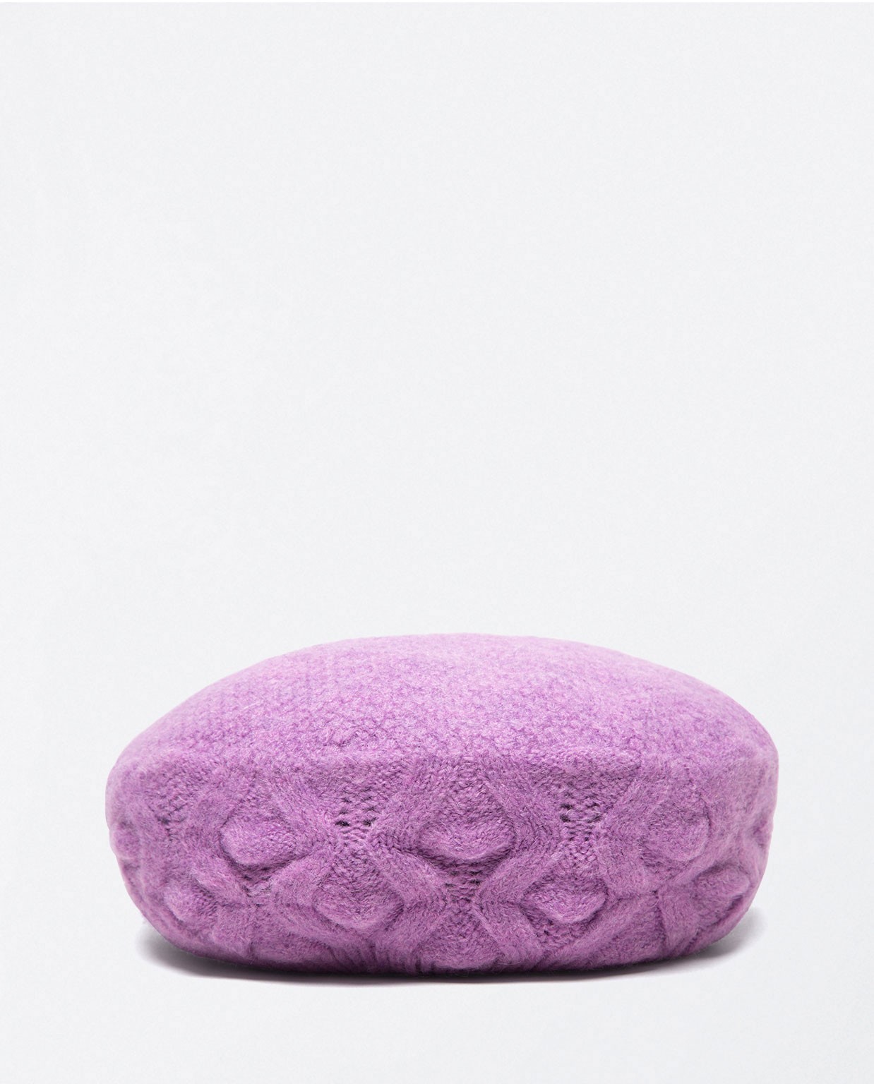 Plain braided knitted beret Lilac