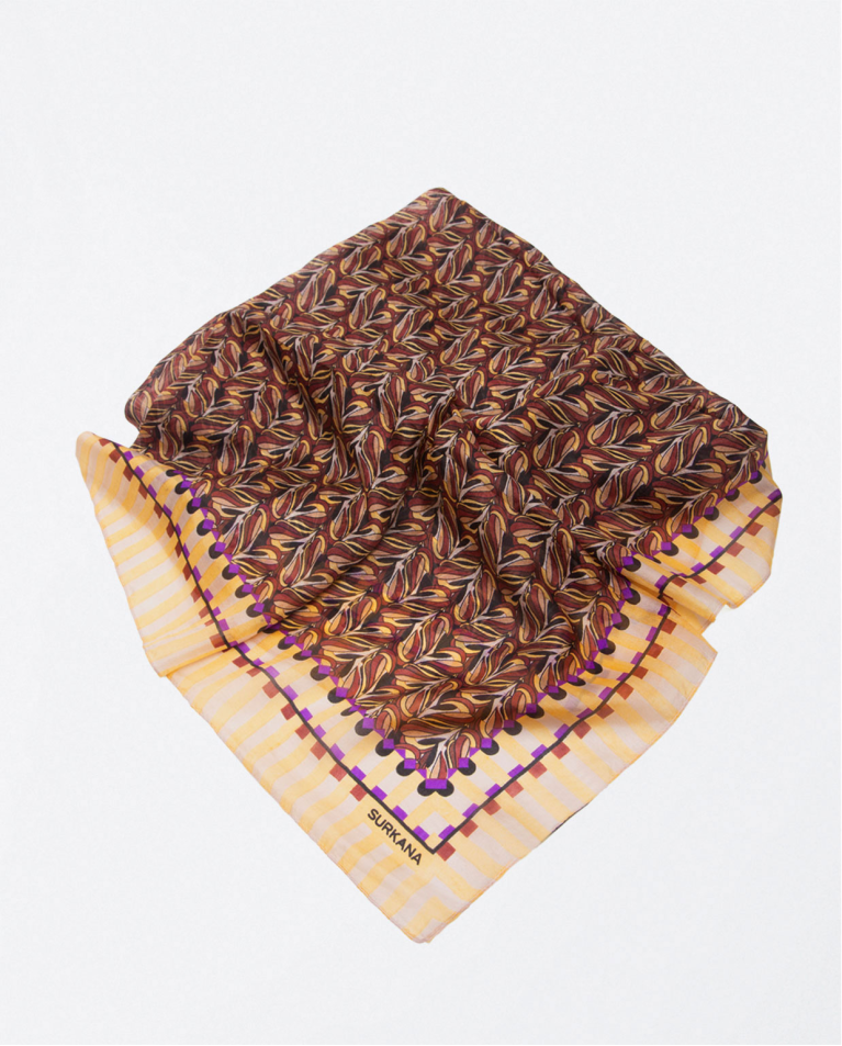 Geometric print silk scarf Yellow