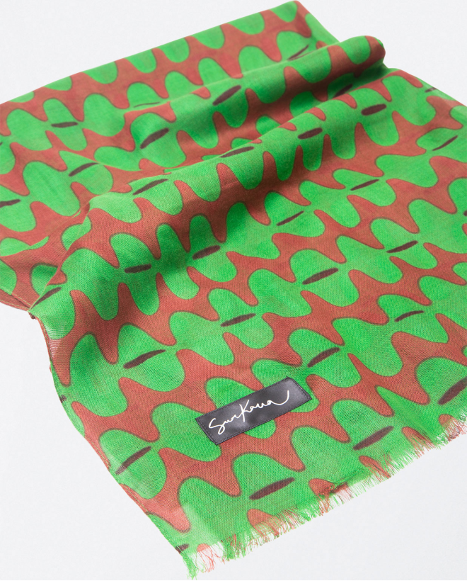 Waves print scarf Green