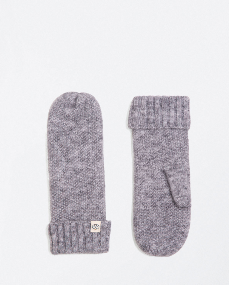 Plain rice knitted mittens Grey
