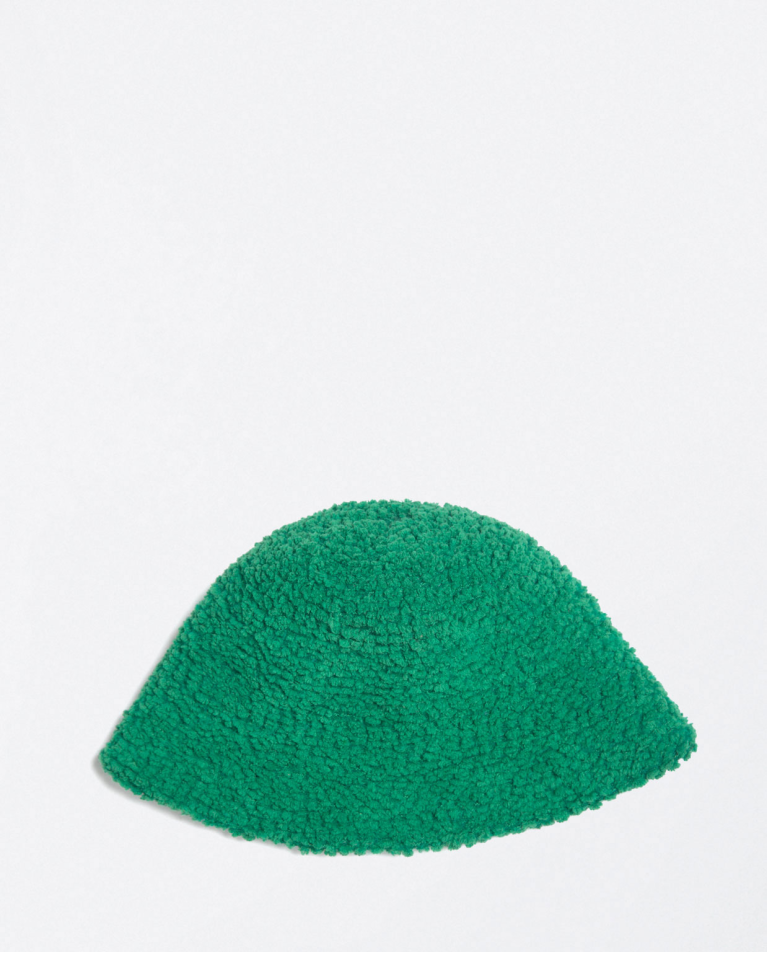 Plain knitted bucket hat Green