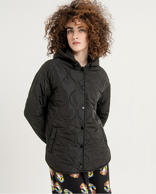 Short quilted jacket with...