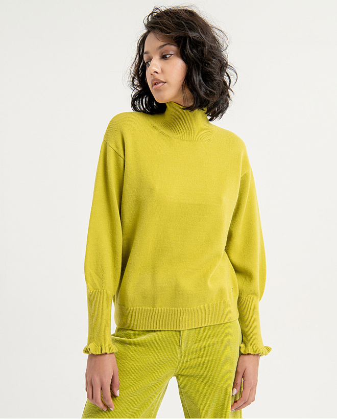Plain high neck jumper with...
