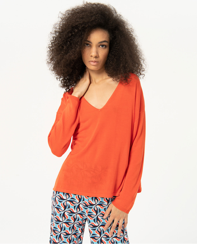 Pull en tricot extensible Orange
