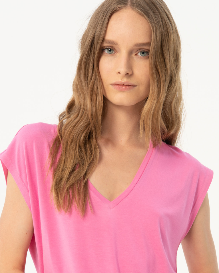 Sleeveless elastic T-shirt Pink women Surkana