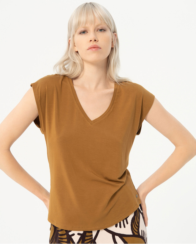 T-shirt extensible sans manches Tabac