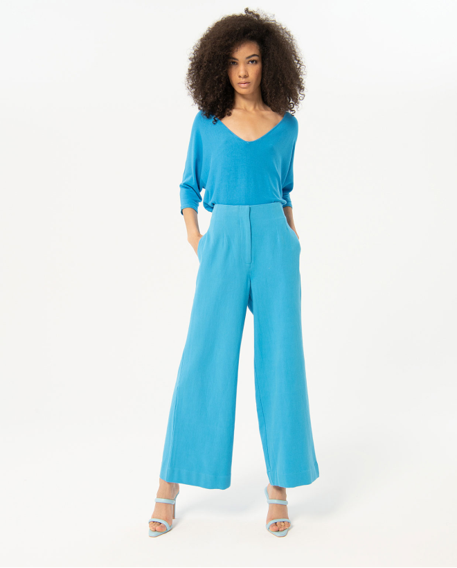 Zara, Pants & Jumpsuits, Nwt Zara Bluewhite Fulllength Printed  Trouserspants Size Xs