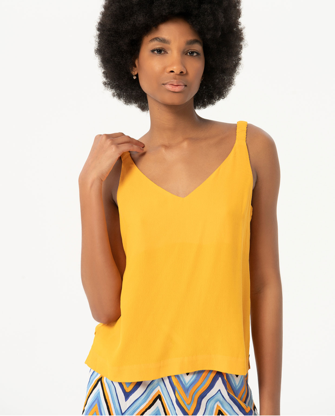 Camiseta crepe de tirantes lisa Amarillo