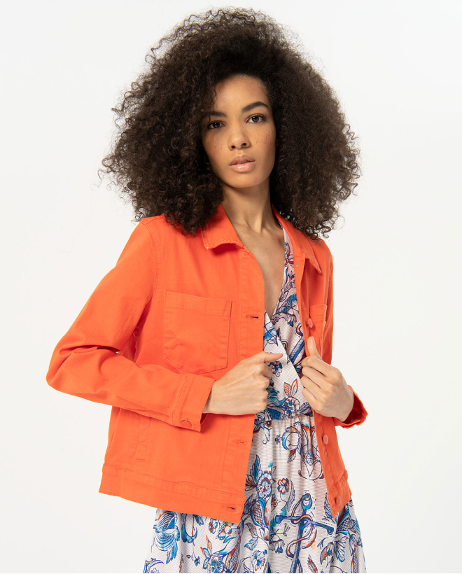 Color denim jacket Orange