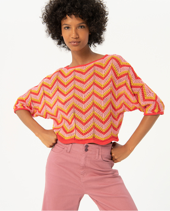 Striped crochet knitted...