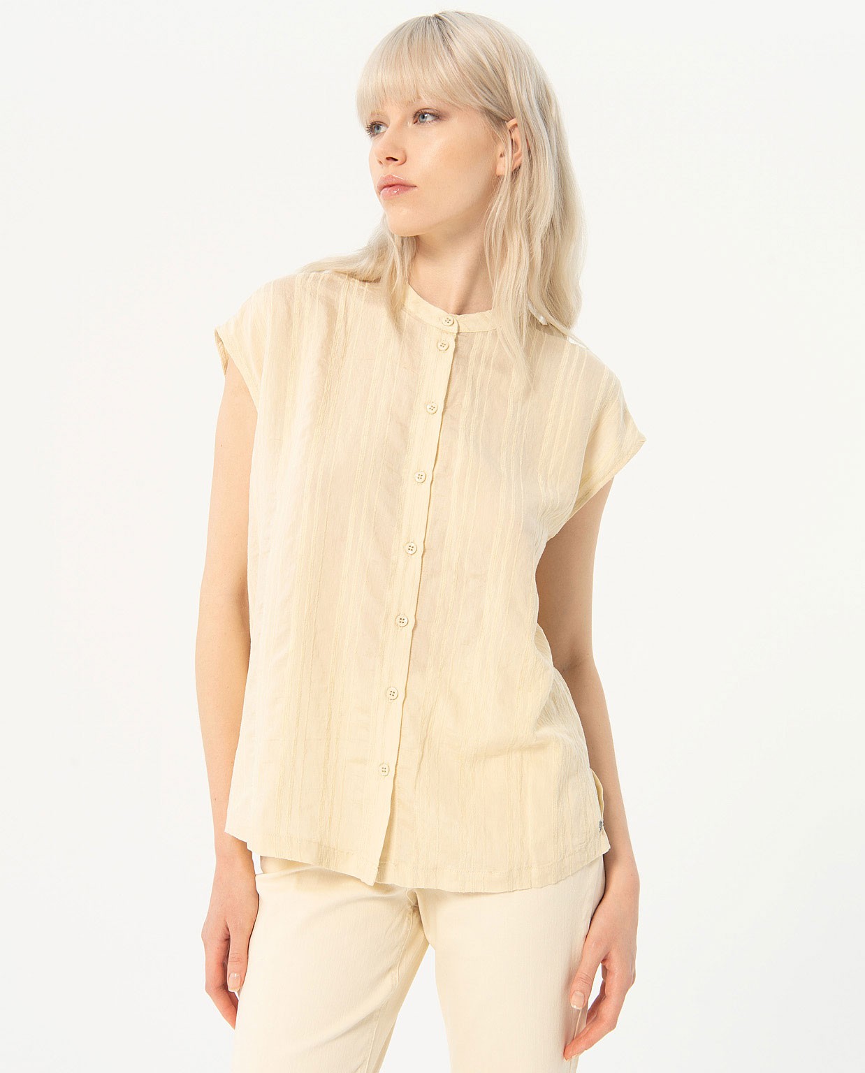 Wide textured blouse Beige