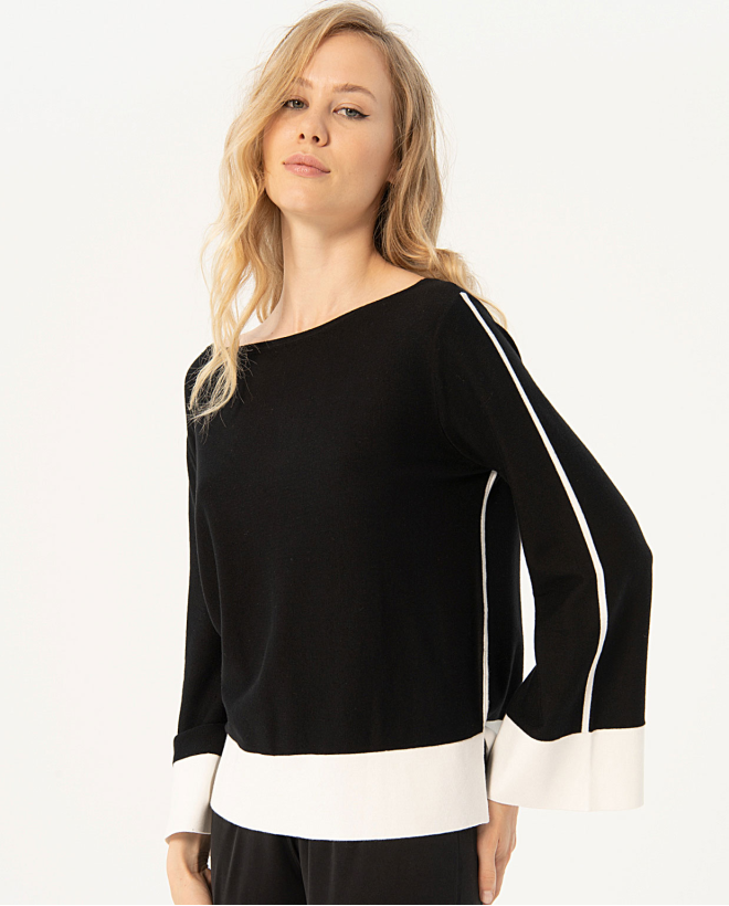 Long sleeve knitted sweater Black