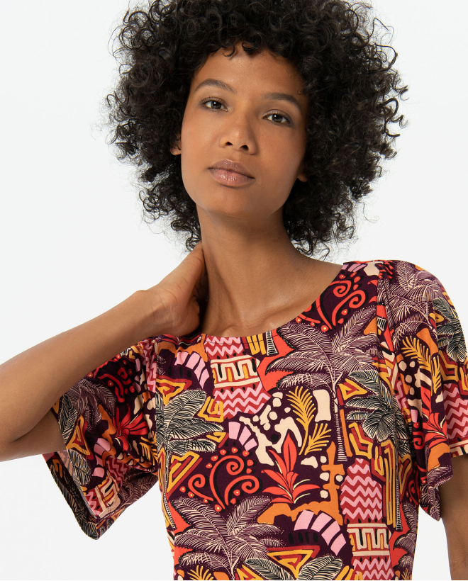 Aloe-vera elastic short sleeve t-shirt Multi