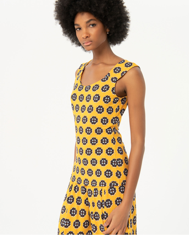 Printed wide strap t-shirt Yellow