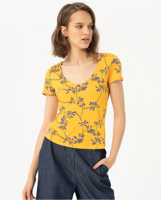 Elastic short sleeve t-shirt Yellow