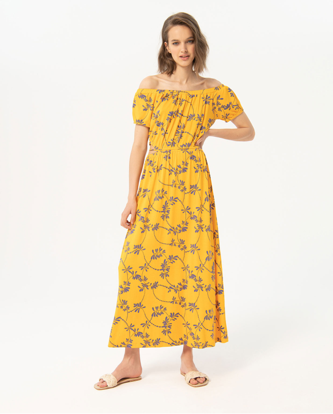 Long dress with slits at the waist Yellow