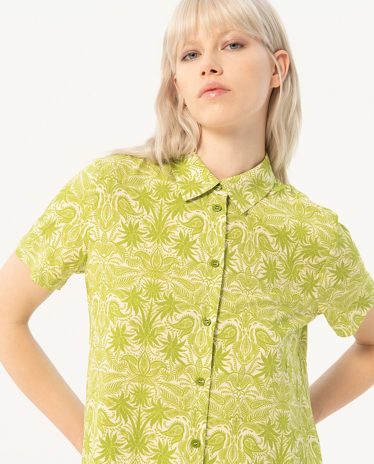 Camisa manga corta estampada Verde