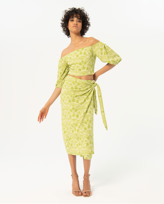 Printed sarong skirt Green