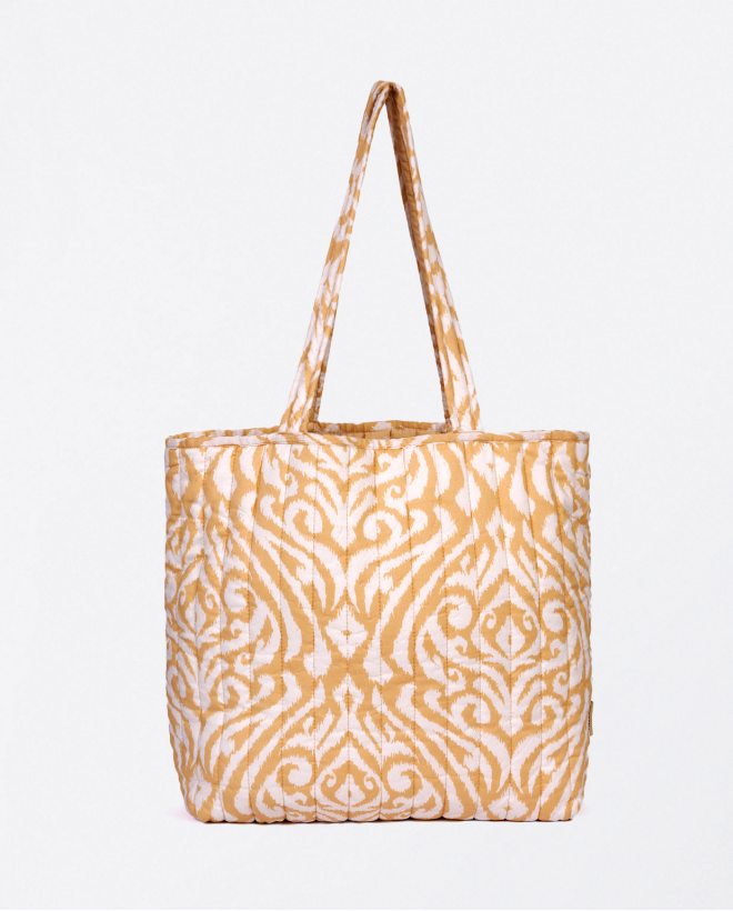Printed quilted shopper Beige
