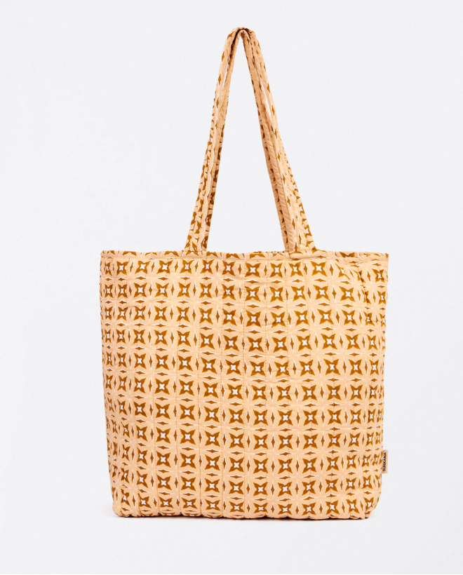 Printed quilted shopper Beige