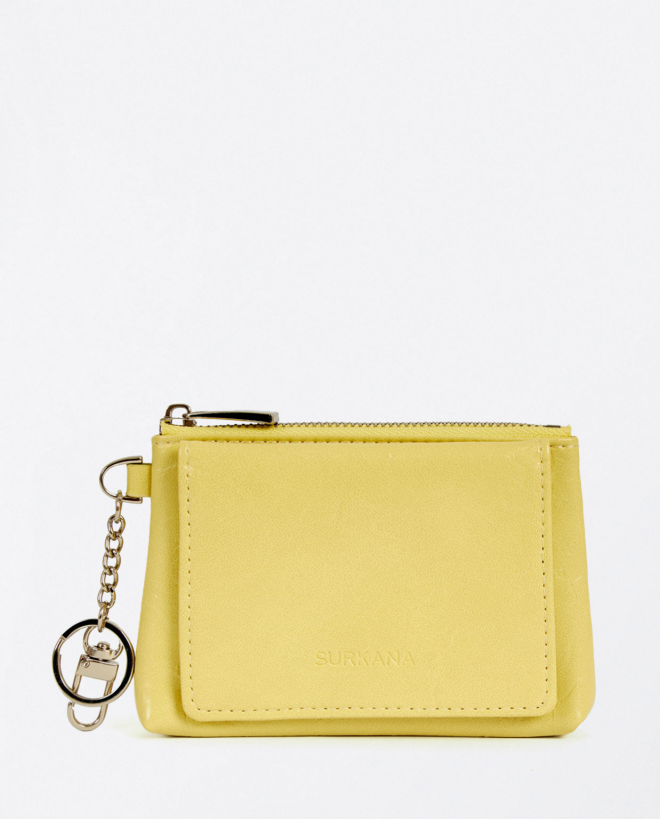 Patent leather card holder purse Yellow