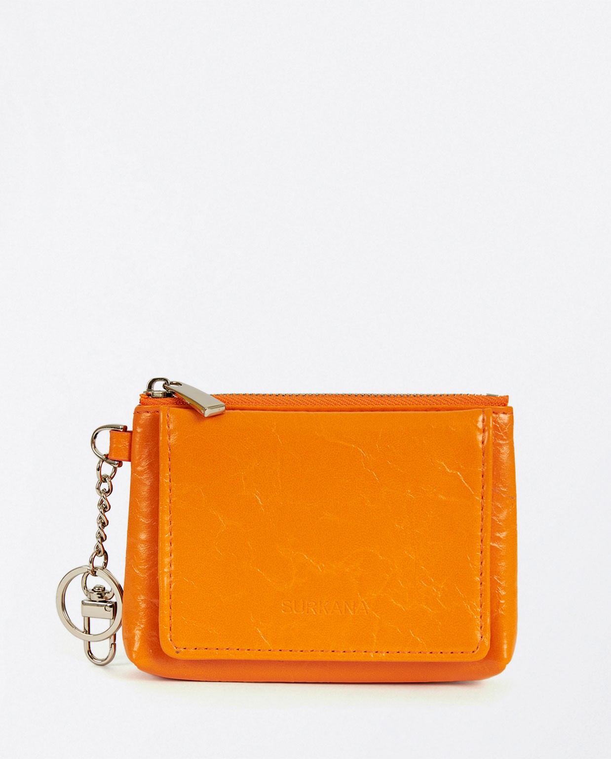 Patent leather card holder purse Orange