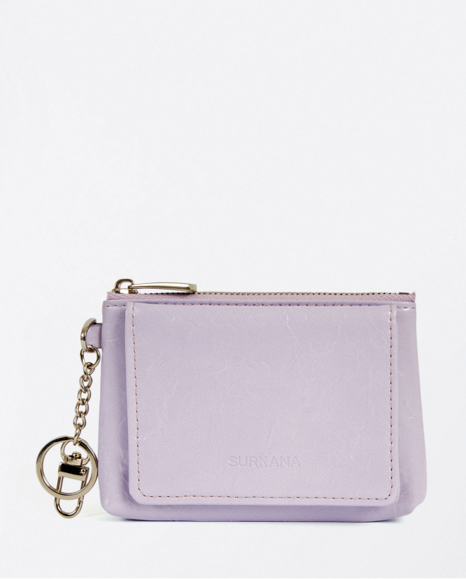Patent leather card holder purse Lilac