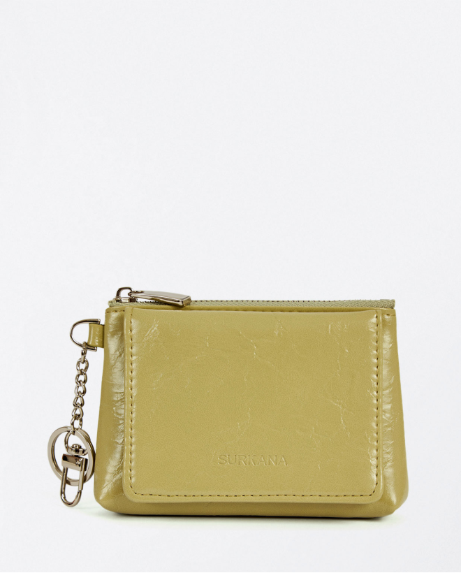 Patent leather card holder purse Green