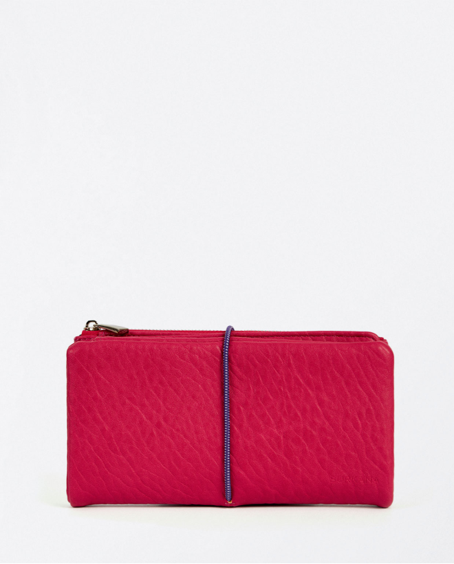 Smooth textured large wallet Fuchsia