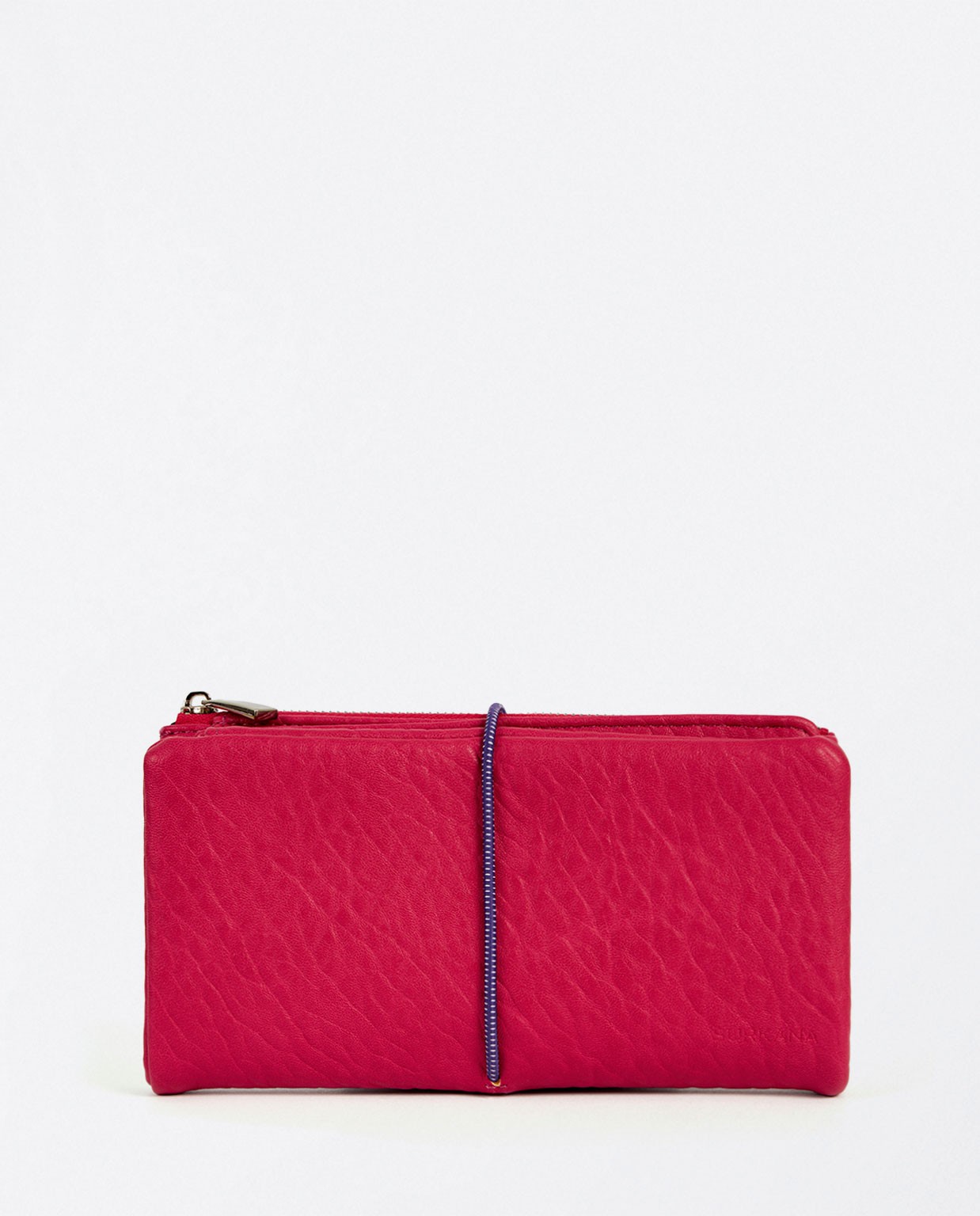Smooth textured large wallet Fuchsia