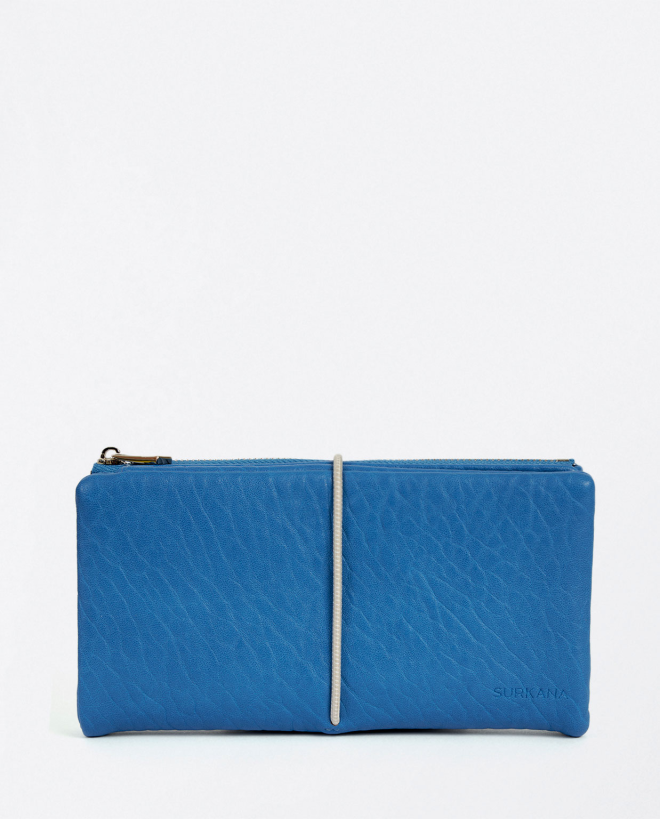 Smooth textured large wallet Blue