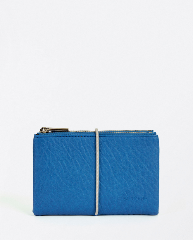 Smooth textured small wallet Blue