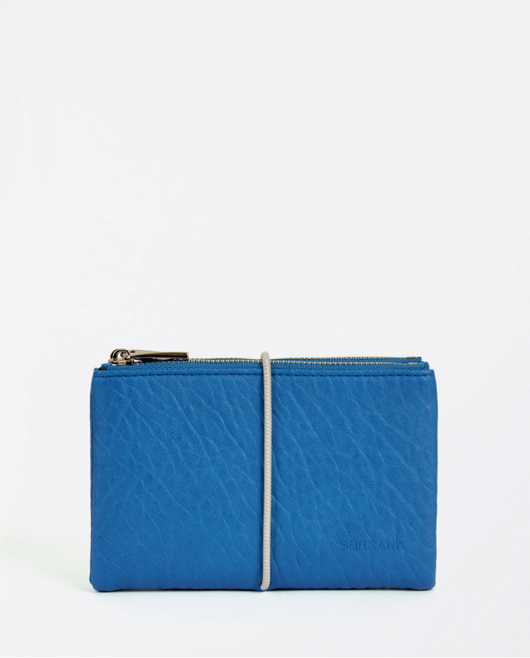 Smooth textured small wallet Blue