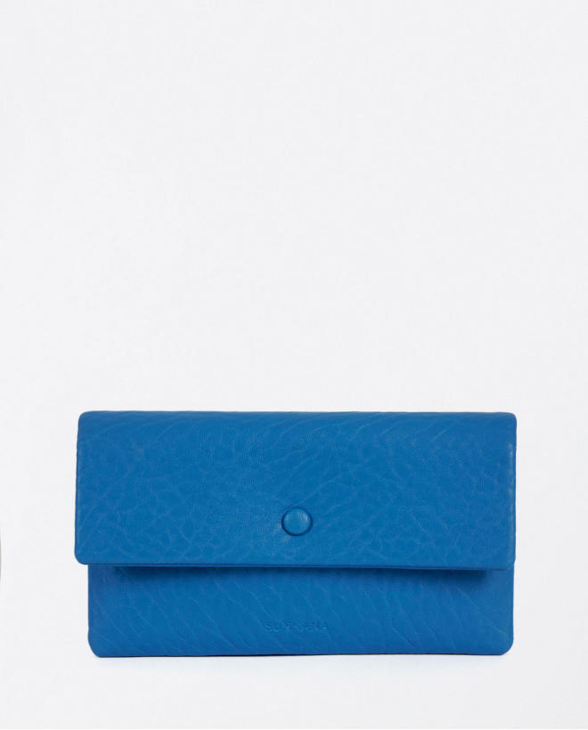 Smooth textured large wallet Blue