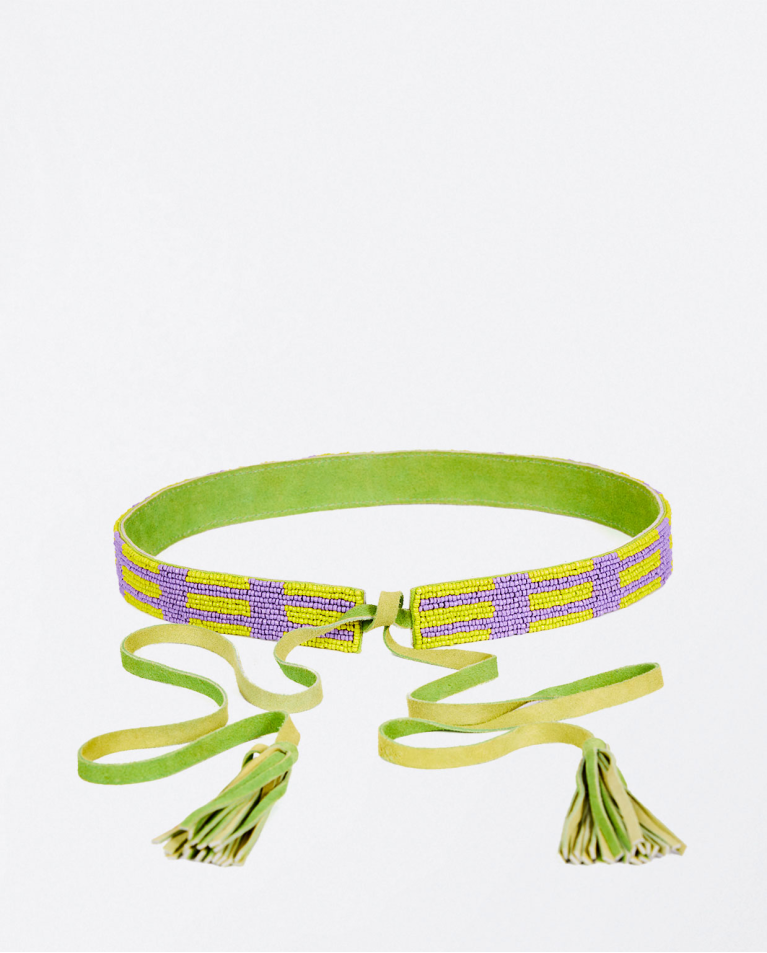 Beaded sash belt Lilac