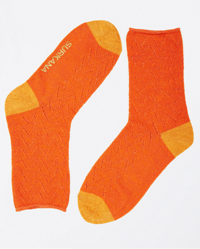 Short lurex socks Coral
