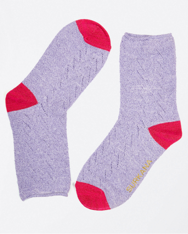 Short lurex socks Lilac