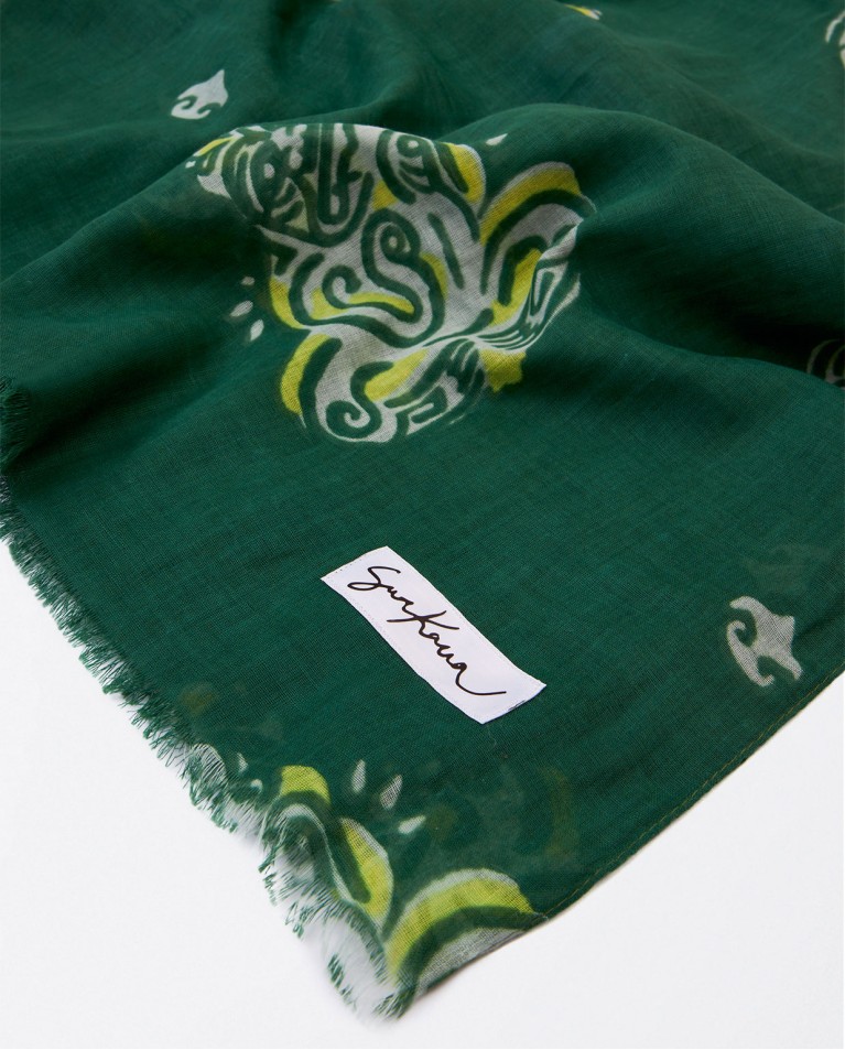 Foulard paréo imprimé Vert acide