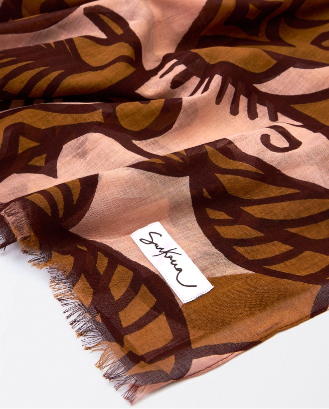 Printed sarong scarf Khaki