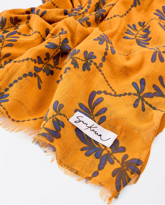 Printed sarong scarf Yellow