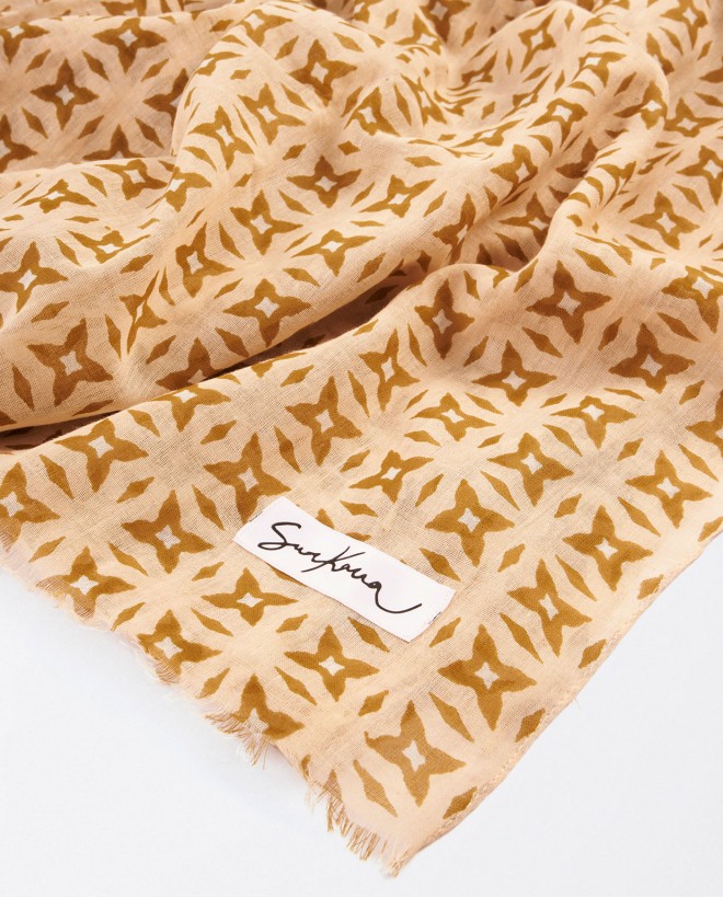 Printed sarong scarf Beige